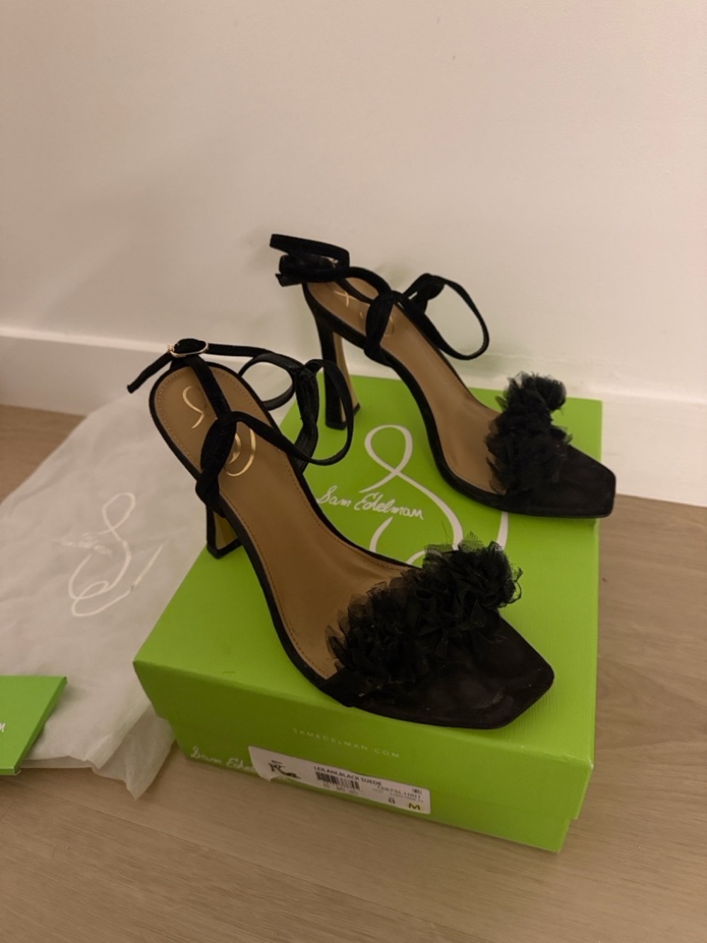 Sam Edelman Black Leilani Suede Strappy Heels - 8